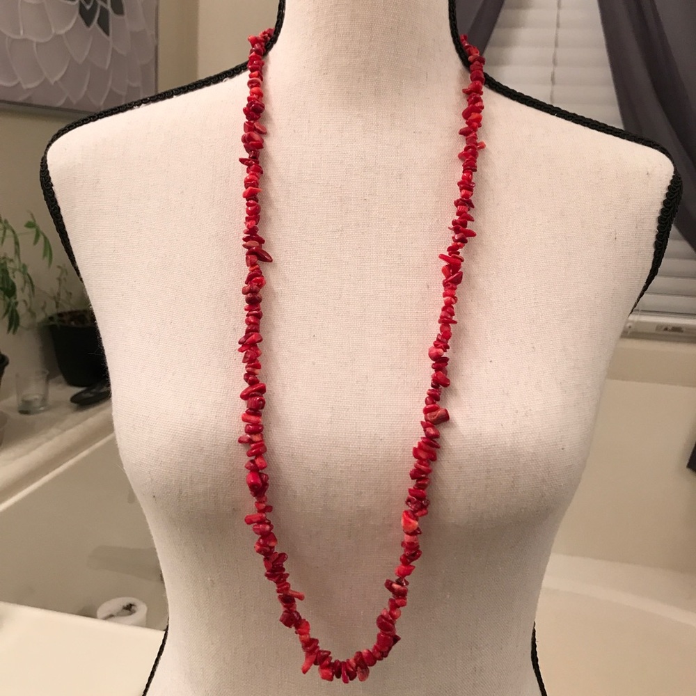 Red polished stone necklace